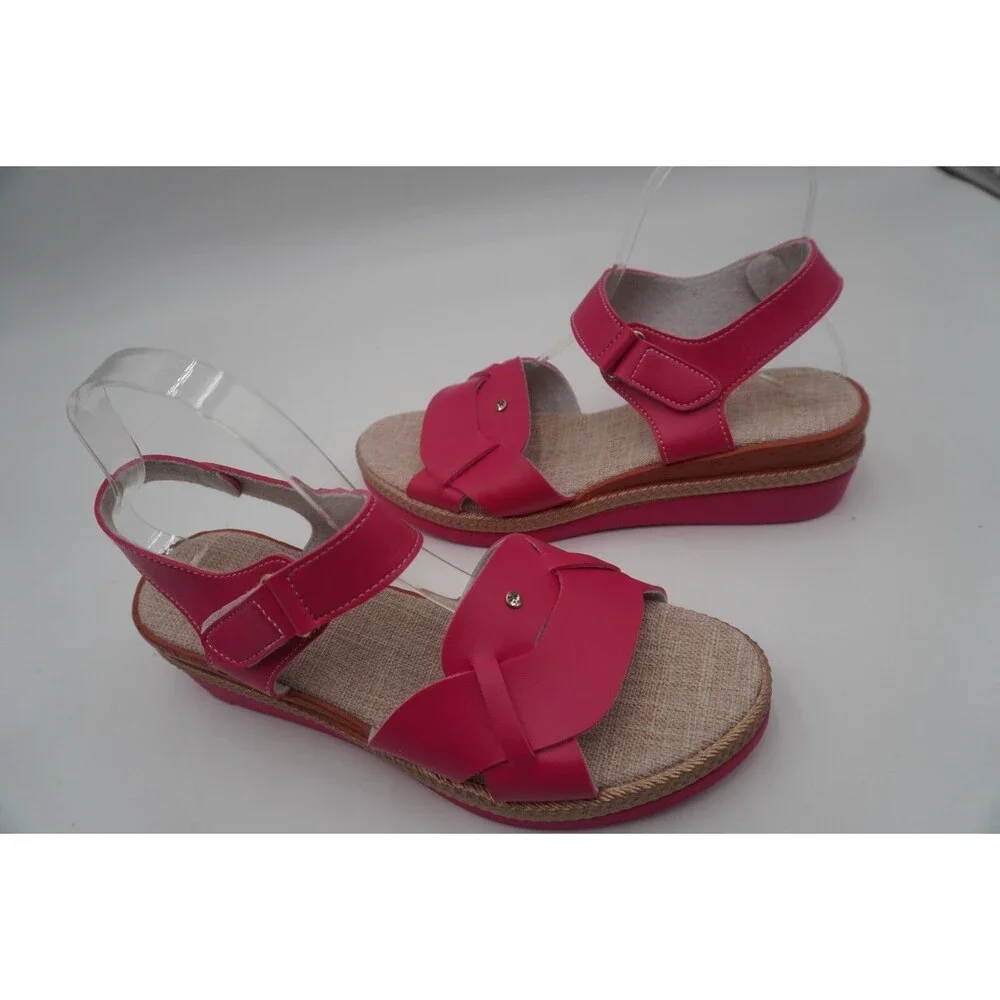 Shein Pink Braid Detail Midsole Espadrille Wedge Sandals Size 43